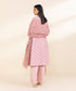 Womens Unstitched Embroidered Pink Three Piece Cotton Jacquard Suit